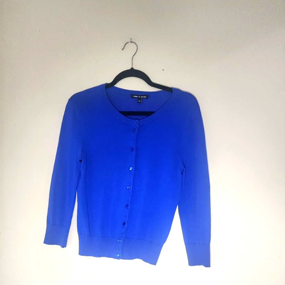 Cable & Guage Bright Blue Cardigan Sweater Size S